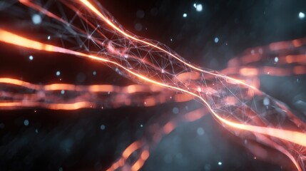 Fototapeta premium Animated neon firewall protecting data streams