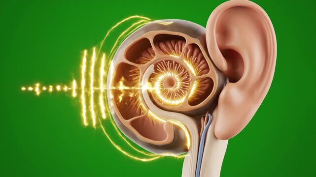 4K Video of Auditory System Anatomy and Sound Wave Representation 4K Video