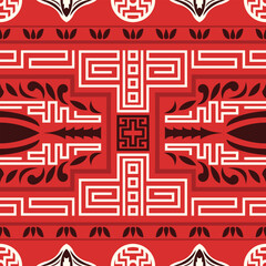 Traditional chinese style red seamless pattern with classic ornaments. Template for Pattern, Banner, Gift wrapping paper, and etc.