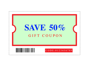 Stylish 50% discount coupon with a green and beige theme, ideal for sales, promotions, retail offers, and marketing campaigns. Perfect for commercial, e-commerce, 