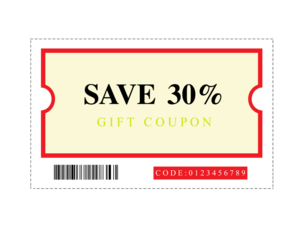 Stylish 30% discount coupon with a green and beige theme, ideal for sales, promotions, retail offers, and marketing campaigns. Perfect for commercial, e-commerce, 