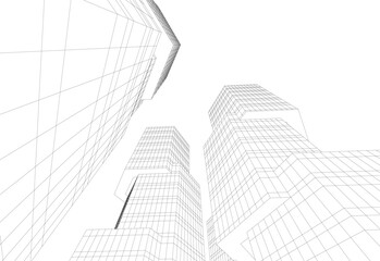 Fototapeta premium Architectural drawing 3d vector drawing