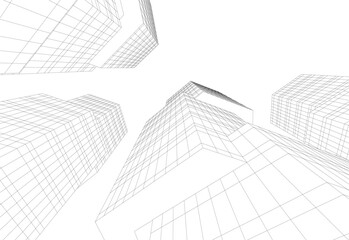 Fototapeta premium Architectural drawing 3d vector drawing