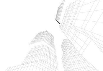 Fototapeta premium Architectural drawing 3d vector drawing