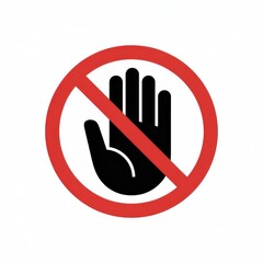 Prohibited hand gesture sign with red circle and line