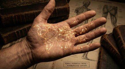 Anthropology Concept Showing Connection Between Past and Present Humans