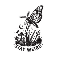 Fototapeta premium Stay Weird Mystic Occult Illustration