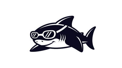Obraz premium Cartoon shark wearing sunglasses smiling in a vector style illustration