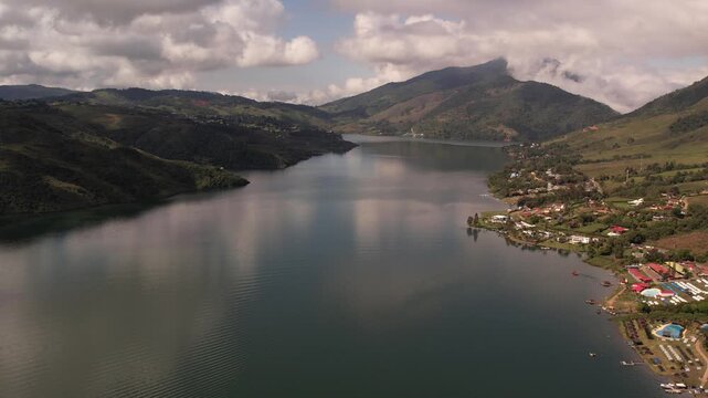 lake and mountains in calima darien colombia