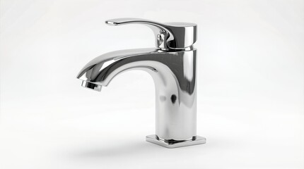 Modern chrome faucet design with sleek lines and polished finish, showcasing contemporary plumbing fixture for stylish interior spaces with copy space