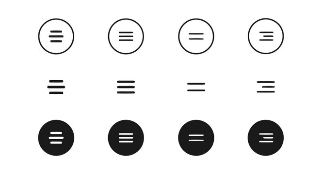 Navigation menu hamburger icons collection for web design and mobile application interfaces