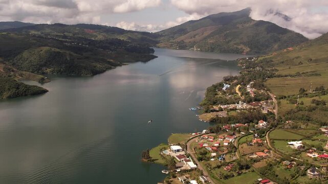lake and mountains in calima darien colombia