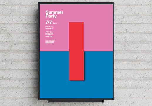 Summer Party Poster with Abstract Swimming Pool and Jumping Board