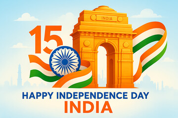 Celebrating india s independence day a vibrant depiction of india gate the national flag and patriotic symbolism
