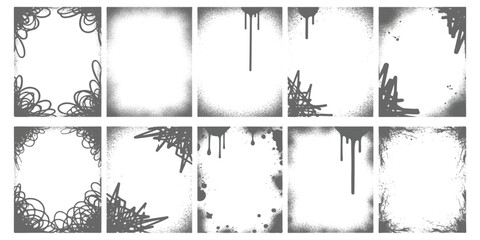 A collection of 10 unique grunge and graffiti style frame borders and elements © md