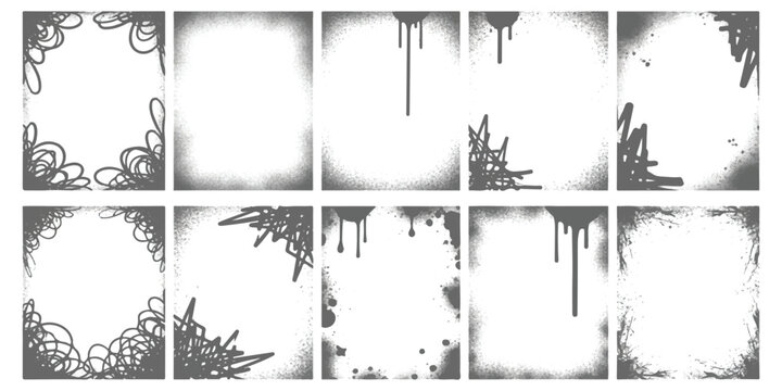 A collection of 10 unique grunge and graffiti style frame borders and elements