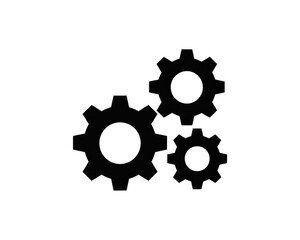 Three interconnected gear icons for business and technology concepts