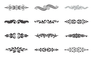 Obraz premium A set of vintage ornamental dividers featuring floral and scroll patterns for design elements