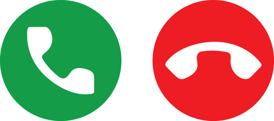 Fototapeta premium Two circular with phone symbols in green and red colors circle