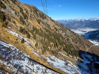 Alps in winter on a sunny day view from the lift