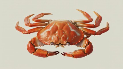 Red crab in vibrant color on isolated white background for seafood advertisement