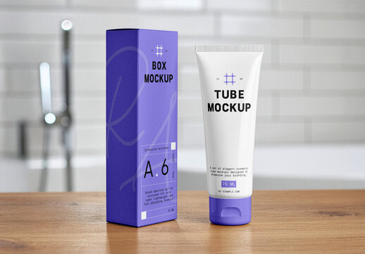 Box & Cosmetic Tube Mockup