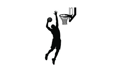 a black silhouette of a basketball player dunking a ball into a hoop © ASK_Studio