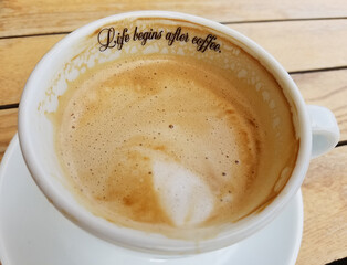 Closeup on Cappuccino Coffee Cup Art