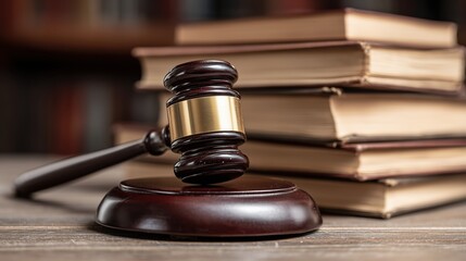 Judge gavel with law books representing justice and legal system