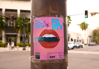 Empty Guerrilla poster on a Pole in St. Petersburg, Pinellas County, Florida, United States.