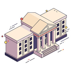 Naklejka premium Isometric illustration of classical building with columns and steps