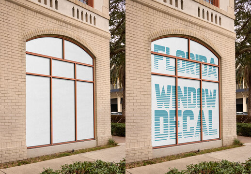 Storefront Window Decal Mockup in Florida. Real photo
