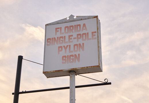 Mockup of single-pole pylon sign in St. Petersburg, Pinellas County, Florida, United States. 