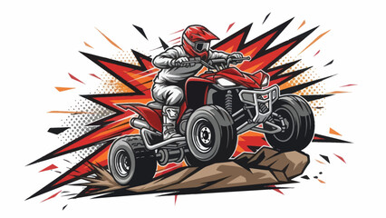 Quad bike rider vector illustration with dynamic background design © Muh