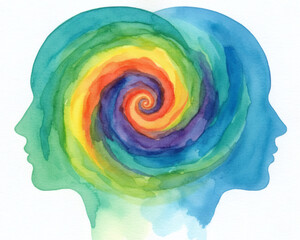 Menti Connesse: Spirale di Consapevolezza Acquerello