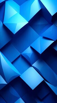 Abstract background featuring a geometric pattern of vibrant blue squares and pyramidal shapes creating depth and dimension.
