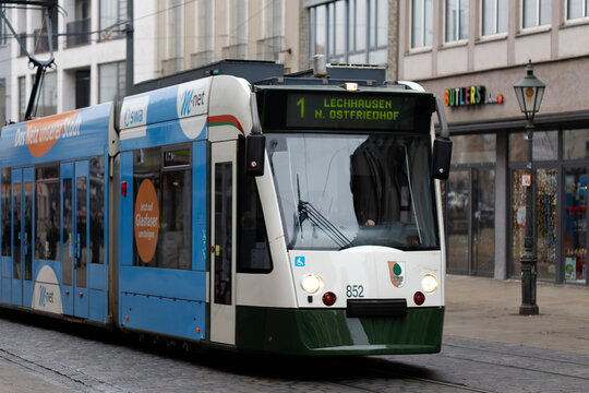 Augsburg tram 852 operating urban public transport in germany
