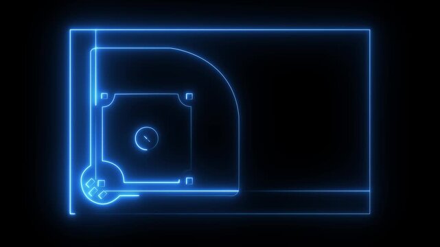 glowing neon line baseball field icon .