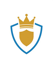Crown atop gold shield inside blue shield. Simple, symmetrical design