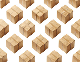 Many tan cardboard boxes, angled, forming a dense, repetitive pattern on black