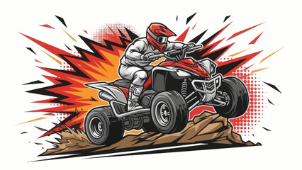 Atv rider jumps a hill vector illustration for adventure and sport © Muh