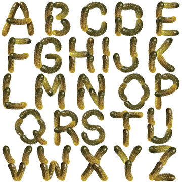 Whole juicy pickles capital letters complete type alphabet
