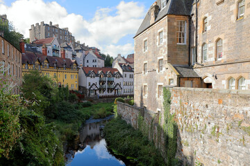 Dean Village, Edinburgh: The Water of Leith runs through the center of the beautiful old village.	