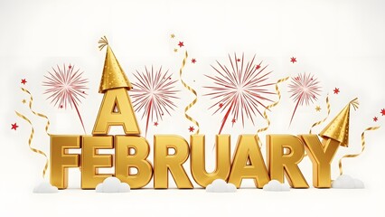 A February Celebration with Fireworks party hats confetti