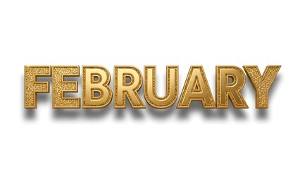 Glittering Golden February Text luxury