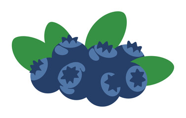 Fototapeta premium Fresh blueberries with green leaves, a vibrant and healthy fruit illustration
