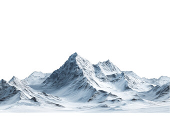 Obraz premium Jagged snow covered mountain range with sharp peaks and valleys isolated on a transparent background