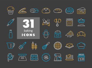 Bakery and Baking Essentials Icon Set