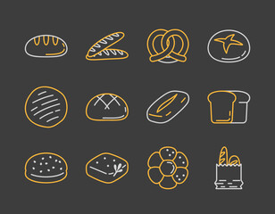 Bakery Bread Pastries Vector Icon Collection