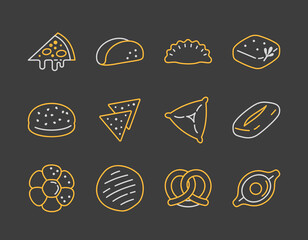 Diverse Savory Baked Goods Icons